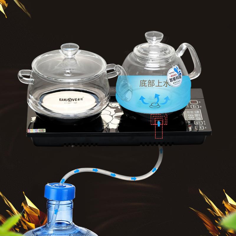 动ZZZ金灶H黑全自底部上水电玻热水壶恒温一体茶台高硼硅9璃壶烧