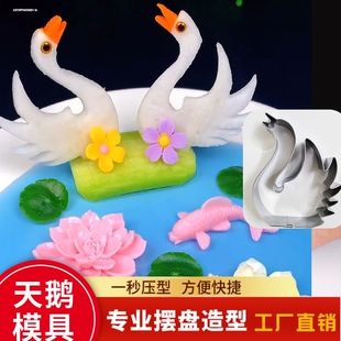 天鹅模具水果蛋糕拼盘工具套装不锈钢刻字压花雕刻做菜花样造型具