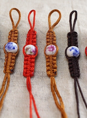 手工编织高档青花红色茶壶绳子防摔系壶绳茶道配件水杯水壶绑壶绳