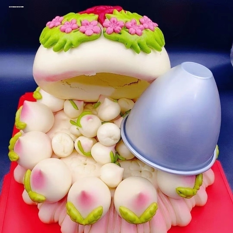 花饽饽空心桃祝寿桃中式蛋糕铝合金芭比娃娃裙边花馍馒头烘焙模具