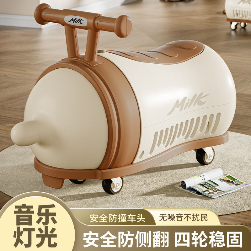 2025新款防侧翻1-3岁女童扭扭车奶溜溜花生滑行车安全周岁礼物