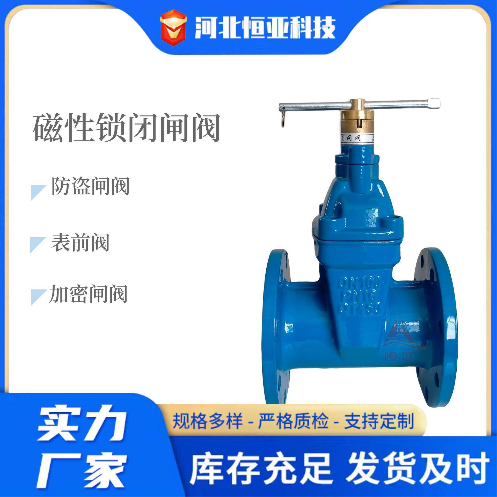 表前闸阀FZ45X防盗软密封闸阀法兰低压阀球墨铸铁加密锁闭闸阀