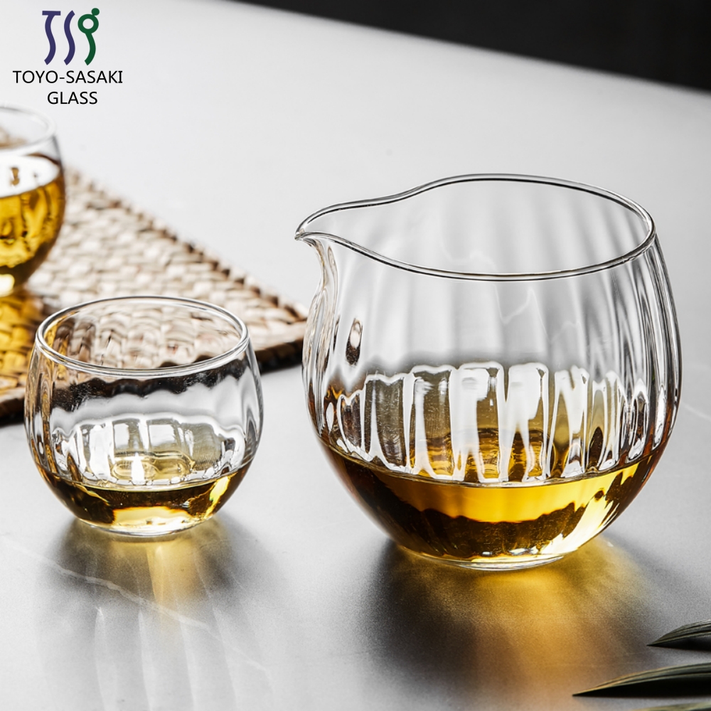 日本进口东洋佐佐木公道杯玻璃家用茶具倒茶器耐热水波纹品茗杯