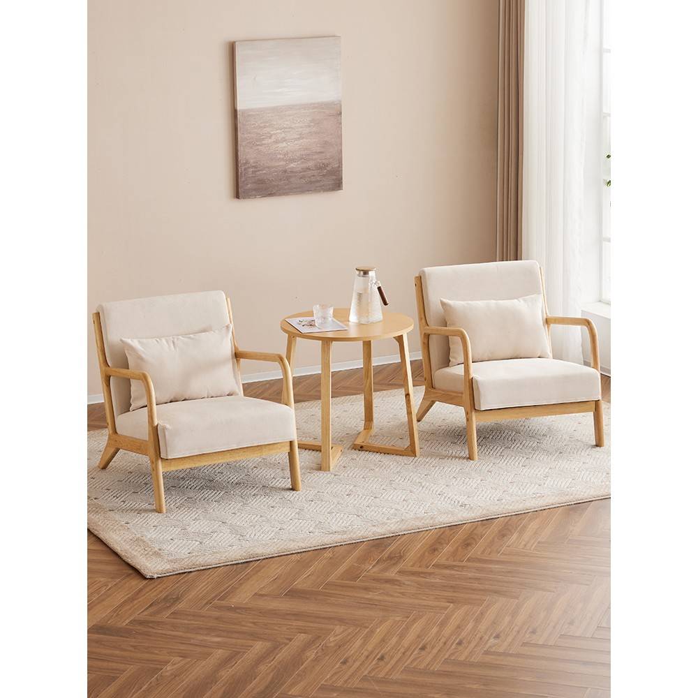 需定制民宿单人沙发椅实木阳台茶桌椅组合休闲客厅酒店卧室小型椅