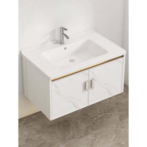 需定制挂墙式小户型陶瓷一体洗手盆家用洗脸盆卫生间浴室柜组合阳