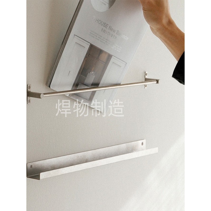 需定制简约书本刊架cd展示架壁挂置物架不锈钢一字板墙上装饰杂志