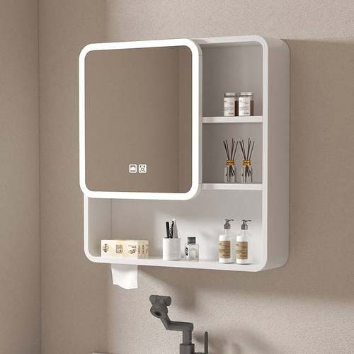 需定制圆弧镜浴室镜柜挂墙式镜箱带置物架洗手间梳妆镜子防水储物