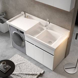 需定制阳台蜂窝铝洗衣柜组合洗衣机一体柜伴侣高低盆水池洗手盆定