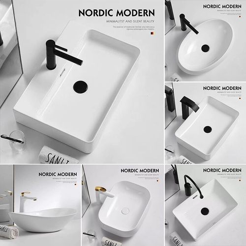 需定制台上盆方形洗手盆家用极简洗脸盆卫生间陶瓷洗漱盆单盆阳台