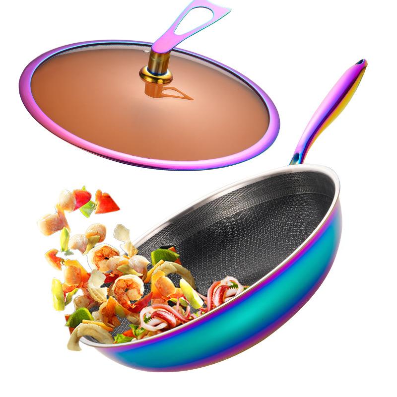 316不锈钢多层复合钢炒锅煎锅炒菜锅蒸笼家用不粘锅