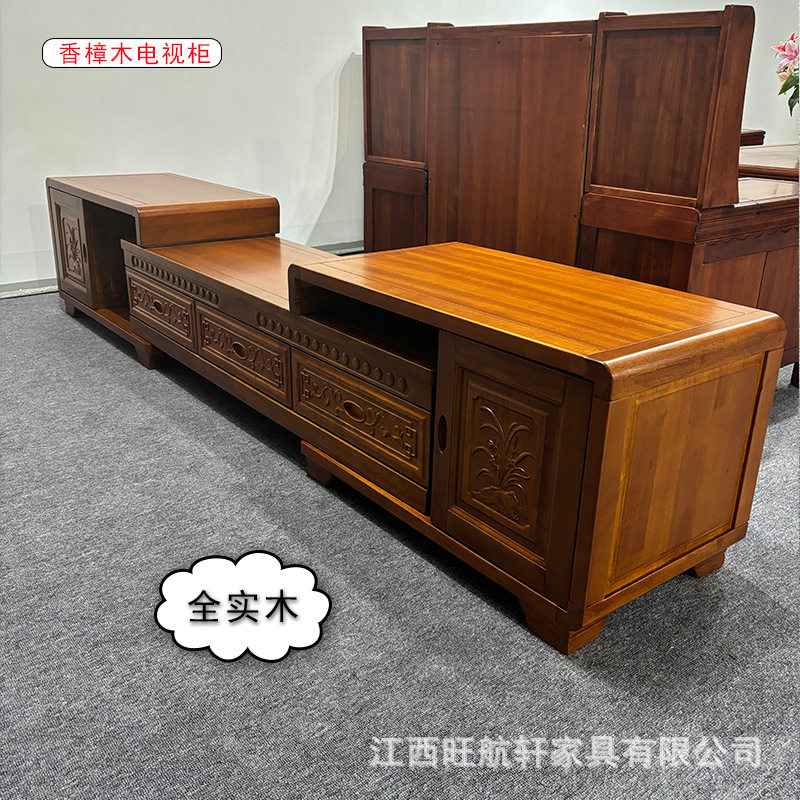 香樟木电视柜客厅复古地柜储物柜二款二色直排拉伸电视柜