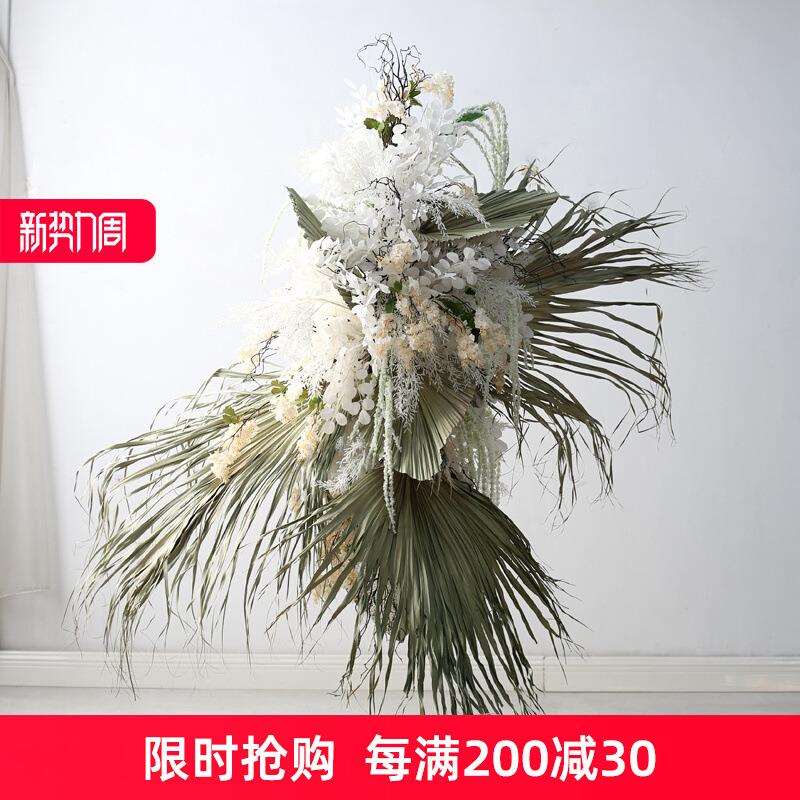 仿真悬空吊花橱窗空间花艺酒店餐厅软装室内装饰道具蒲葵叶绢花卉