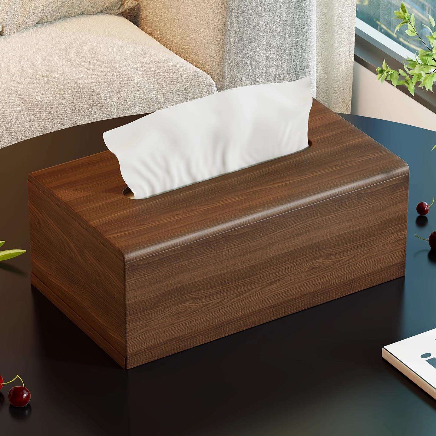 实木纸巾盒子家用茶几收纳盒客厅桌面卷纸抽纸盒创意餐桌餐巾纸盒