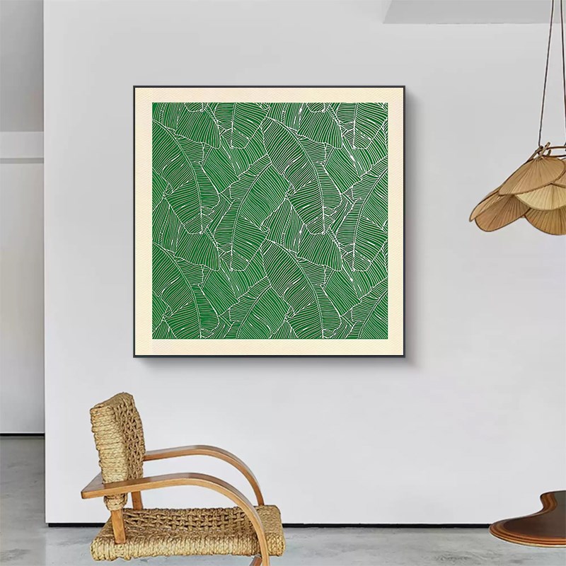 现代抽象艺术客厅装饰画r高级绿色植物餐厅挂画玄关柜沙发背景墙
