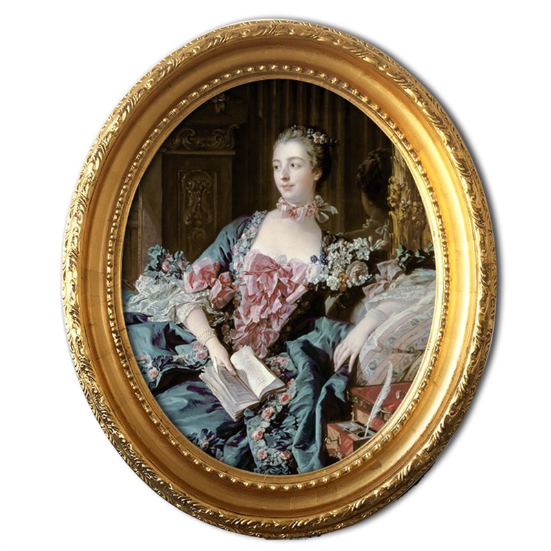 圆形椭圆形油画框世界名s画欧式风格玄关挂装饰画实木材质画面可