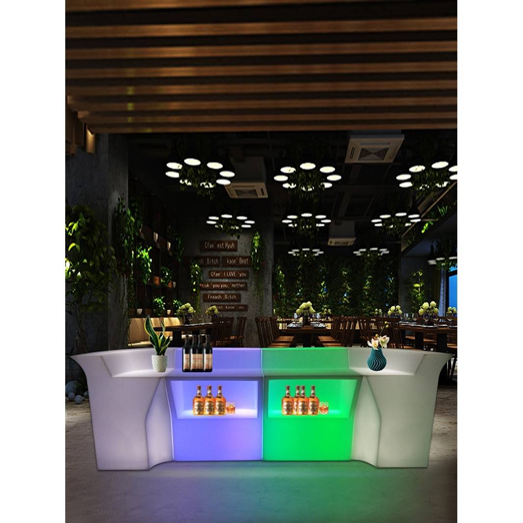 需定制青坝Ktv酒店前台前台直销户外Led发光吧台桌家具Dj桌娱乐调