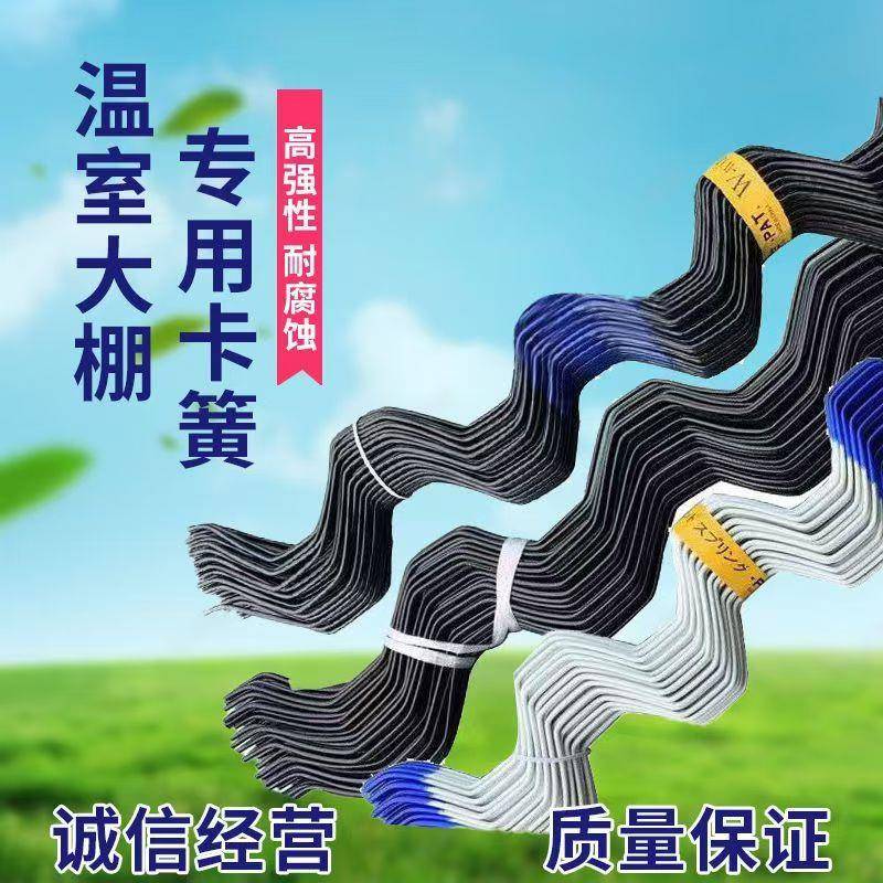 大棚防风抗雪压膜卡簧热镀锌浸塑压膜条固膜弹簧卡丝厂家直发