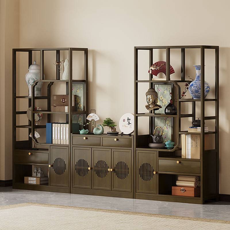 需定制博古架简约现代落地茶室置物柜茶具置物架茶叶展示架茶室茶