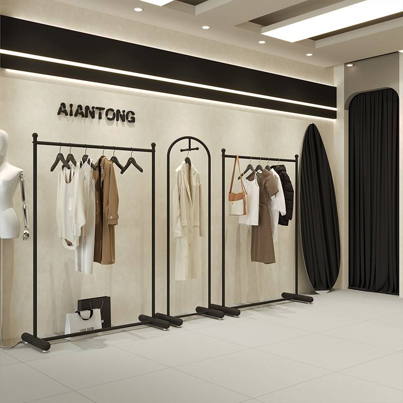 需定制黑色铁艺落地正挂侧挂挂衣架服装店组合展示架简约女装店陈