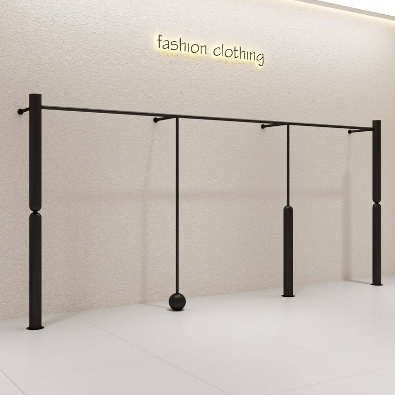 需定制服装店展示架黑色陈列架铁艺烤漆挂衣架上墙壁挂男女装店专