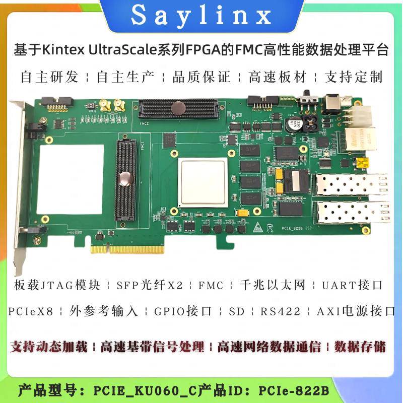 FPGA开发板 Xilinx Kintex UltraScale XCKU060 PCIE FMC SFP光线