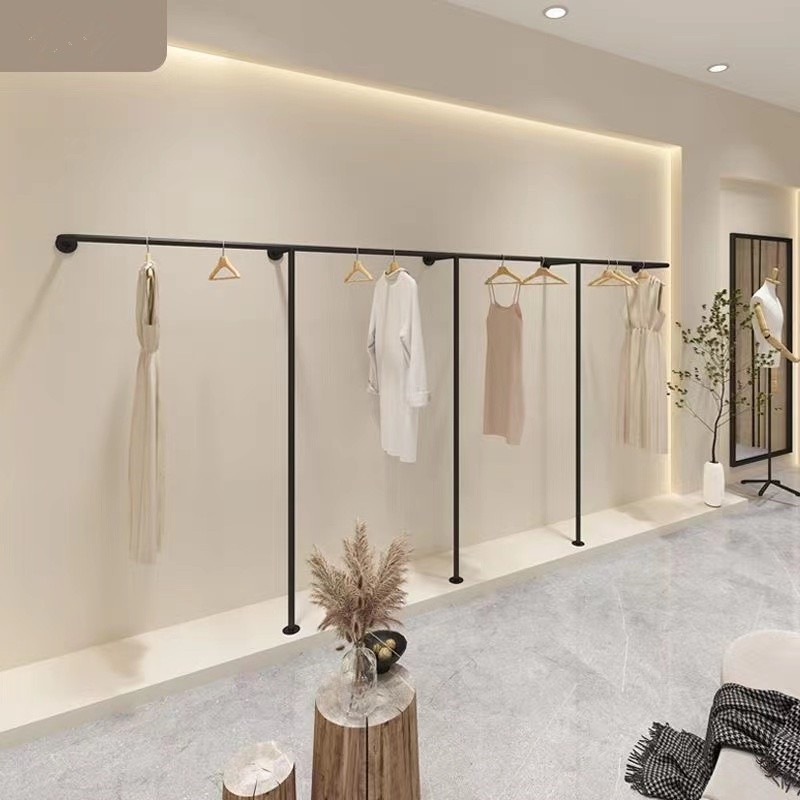 需定制服装店展示架上墙壁挂式落地挂衣服架子女装店陈列货架铁艺