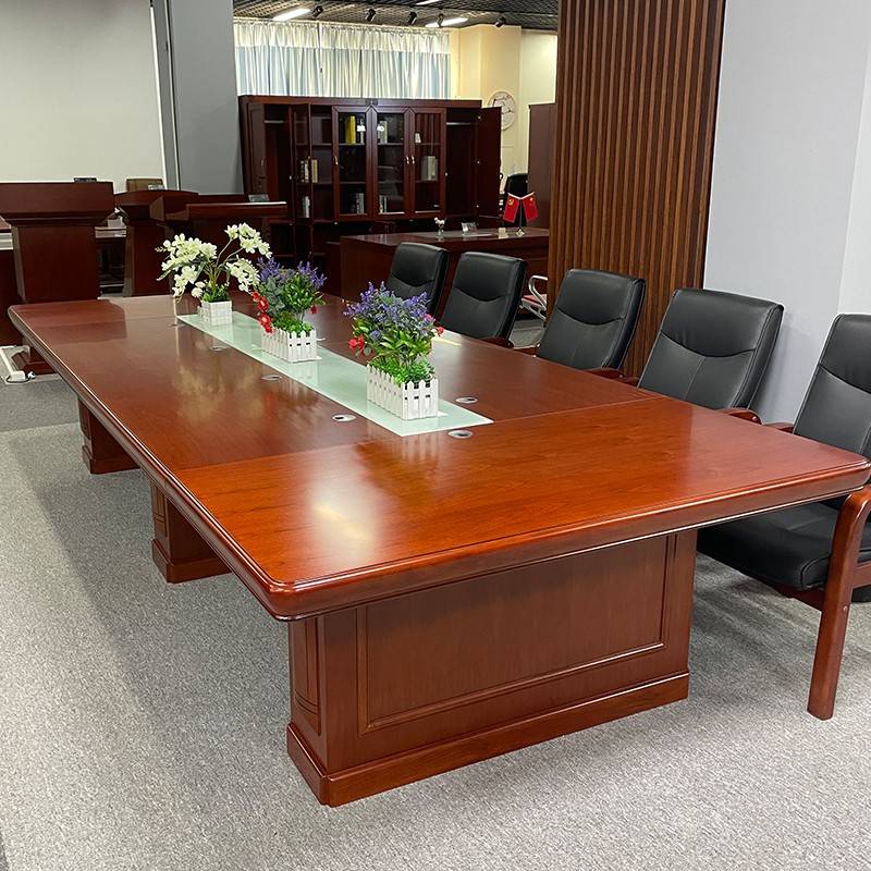 需定制大型油漆实木会议桌长桌洽谈桌条形办公桌传统新中式开会桌