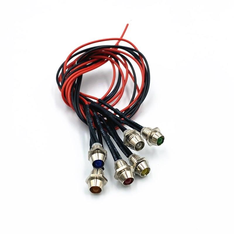 开孔6MM微型指示灯面板信号灯LED带线3V5V6V12V24V110V220V电源灯