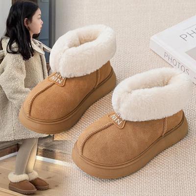 新款女童毛毛鞋2025雪地靴加绒保暖宝宝鞋防滑软底靴子婴幼儿棉鞋