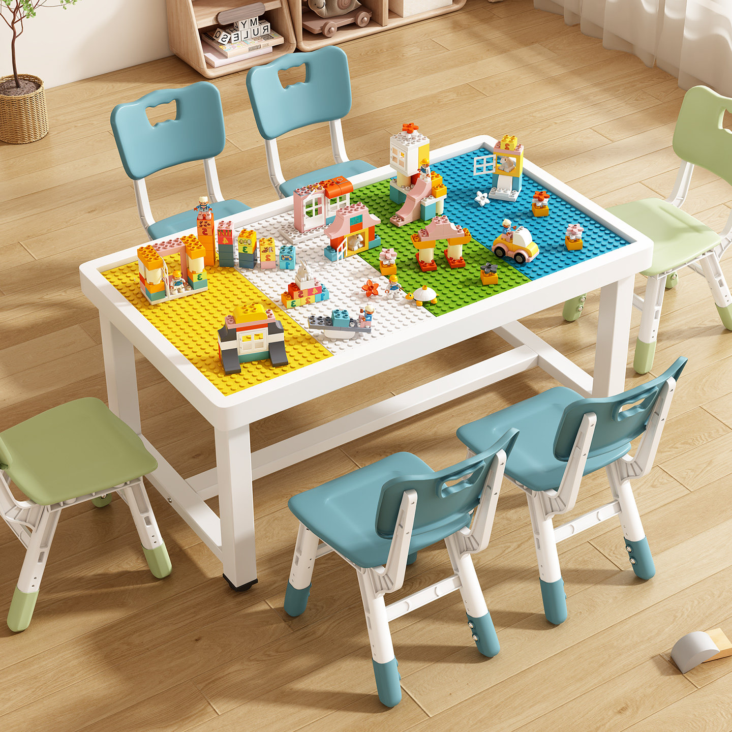 儿童积木桌铁艺加固多功能宝宝拼装益智玩具桌太空沙盘乐高游戏桌