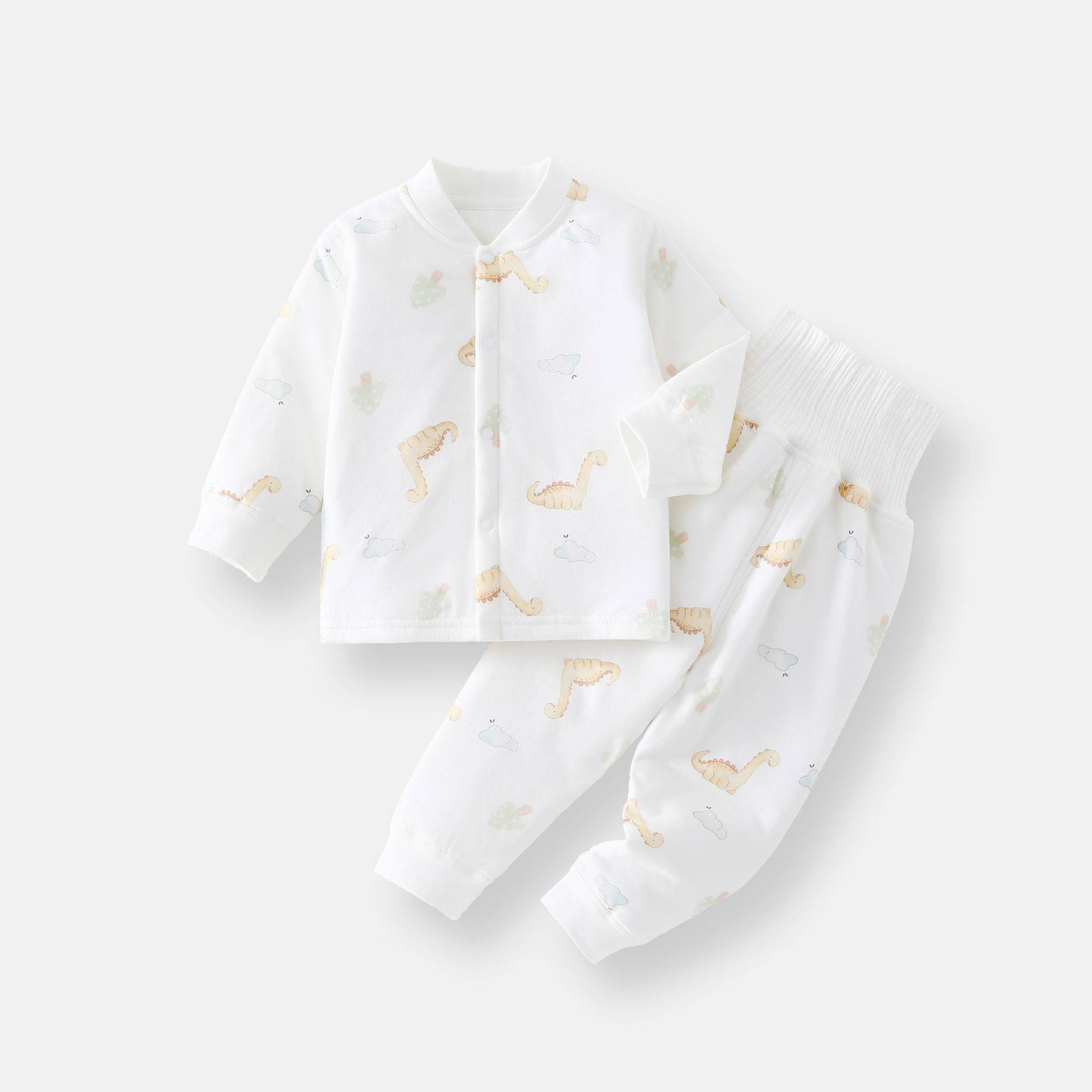 婴儿夹棉内衣套装儿童秋冬打底对