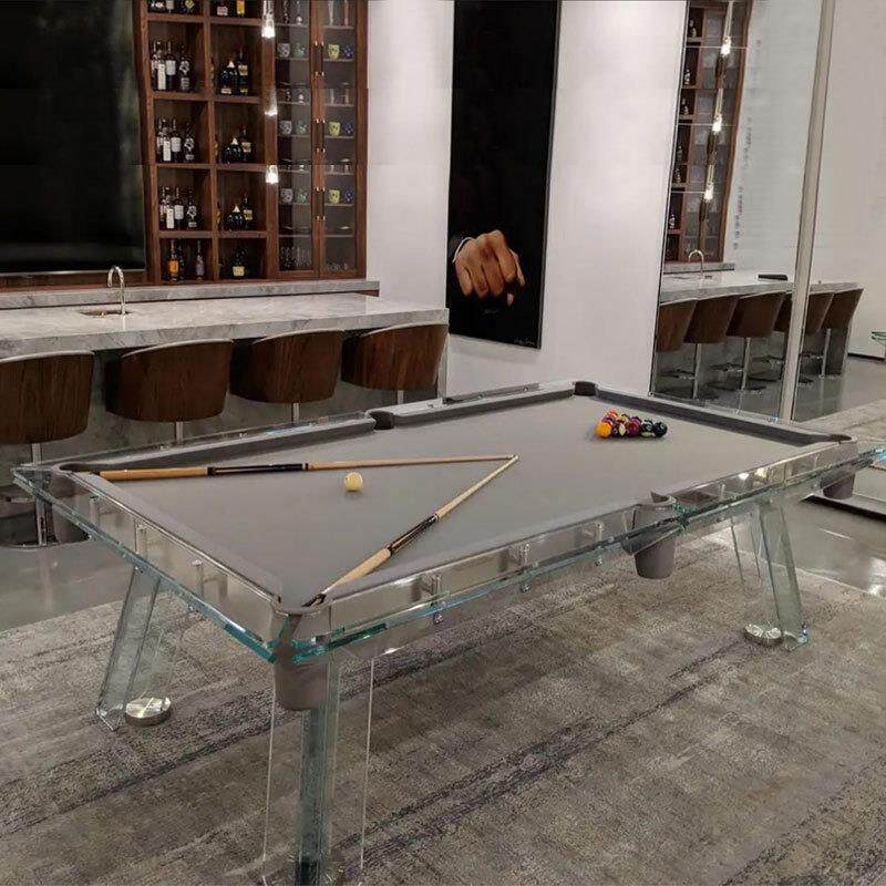 拓朴9尺青石板台球桌家用商用钢化透明玻璃中式桌美式黑八标准型