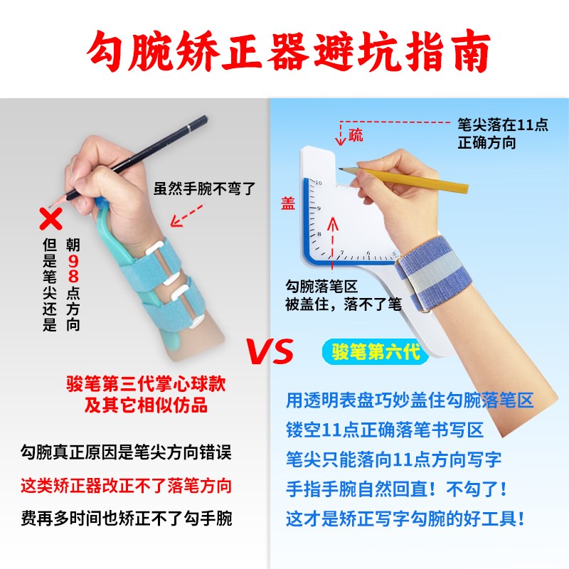 骏笔6代勾腕矫正器L款方表盘控笔训练幼小学生初写字姿势矫正器