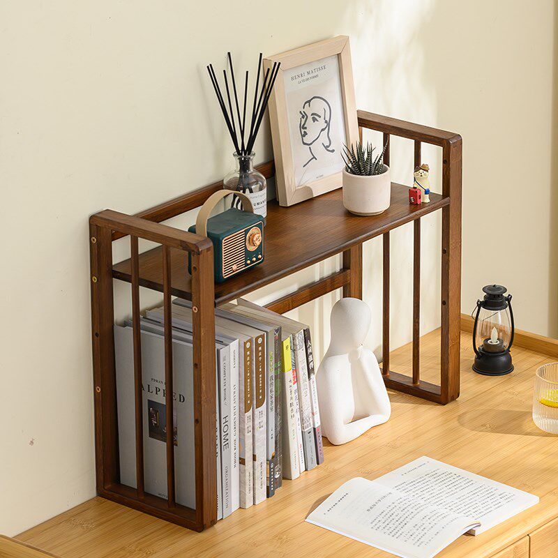 桌面书架收纳置物架二层简约宿舍可拆卸桌面立式书架学生书柜架子