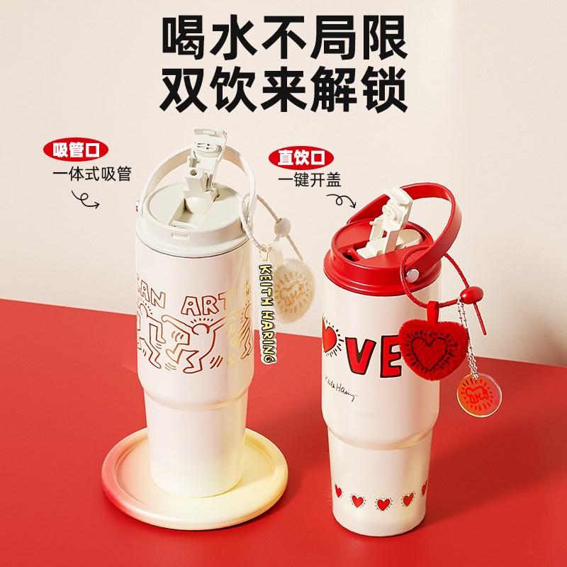 GERM巨无霸保温杯高颜值吸管水杯女生大号便携水壶大容量冰霸杯子