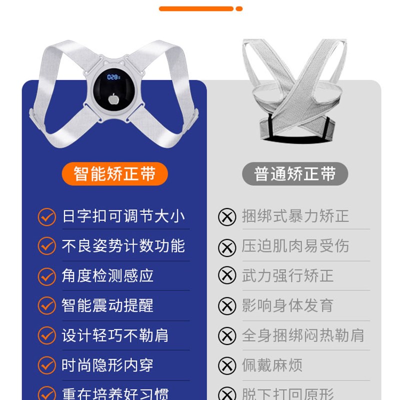 儿童驼背矫正器隐形智能纠正青少年小学生驼背坐姿矫姿带神器成人