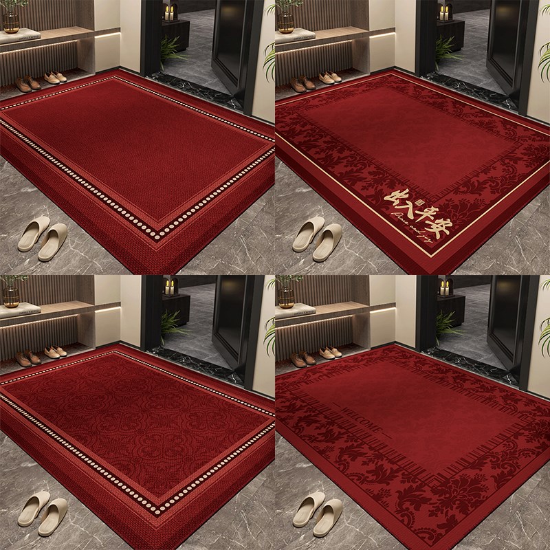 地垫入户门垫高级感红色轻奢门口脚垫进门免洗可擦耐脏可裁剪垫子