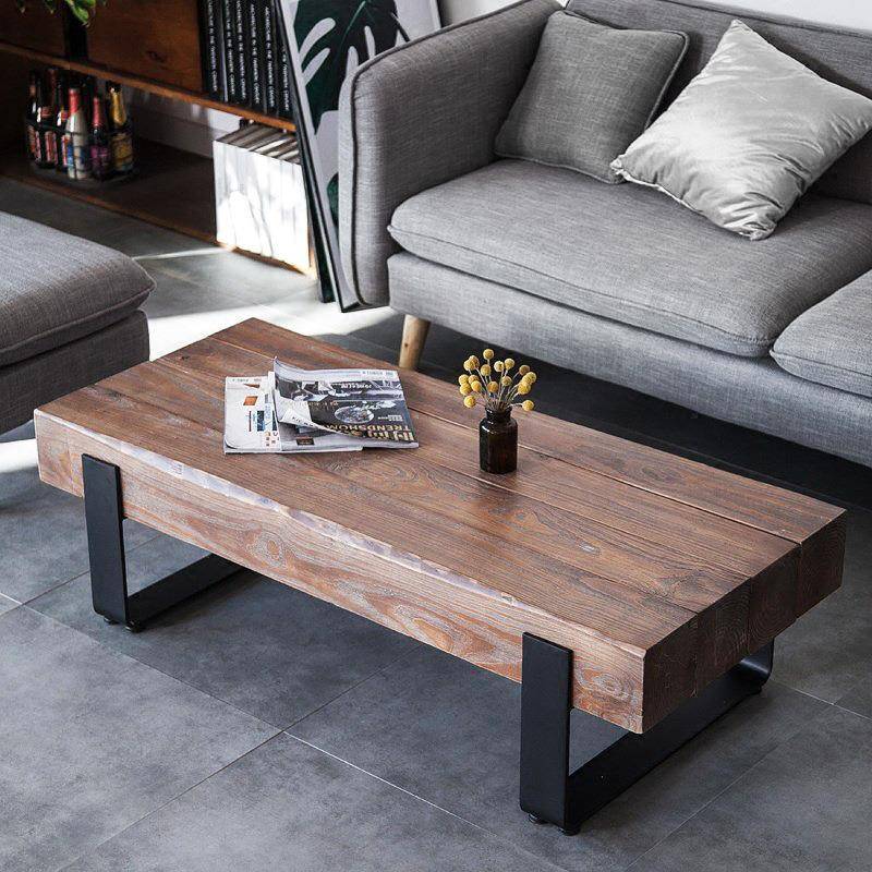 美式复古实木茶几创意LOFT工业风客厅实木桌子创意个性铁艺电视柜