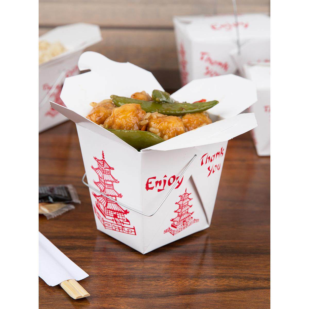 威尔兰一次性手提白卡意大利面条纸质餐盒食品打包餐盒炸鸡包装盒