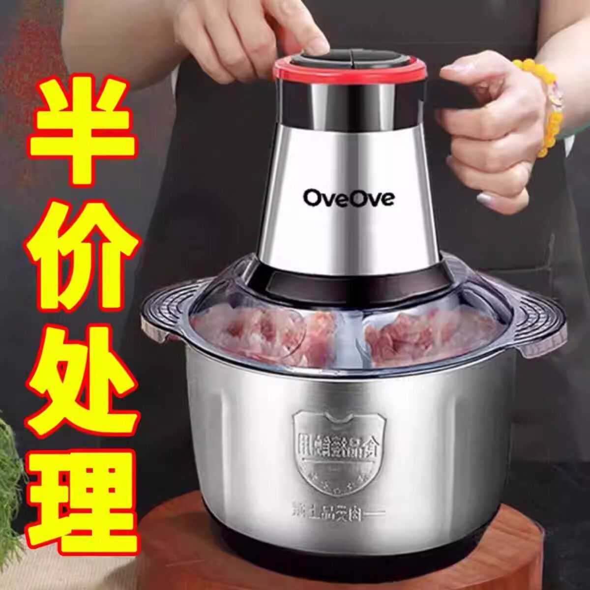 德国纯铜电机不锈钢304电动绞肉机家用和面多功能料理机搅蒜泥碎