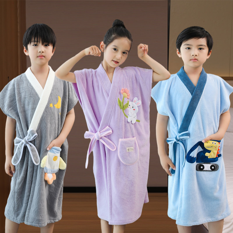 儿童浴巾斗篷浴袍可穿式裹巾男童女孩2023新款比纯棉全棉吸水速乾