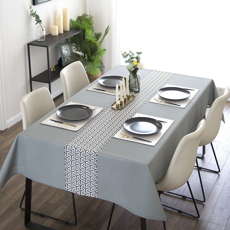 简约新中式长方形桌布防水防油防烫免洗餐桌布艺茶几垫电视柜盖布