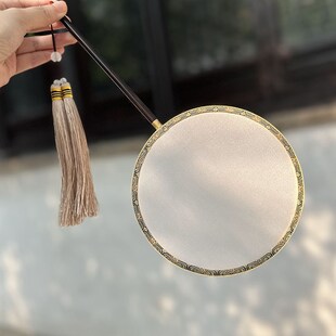 古风团扇真丝空白紫光檀竹扇子通柄宫扇舞蹈扇DIY工笔画扇中国风