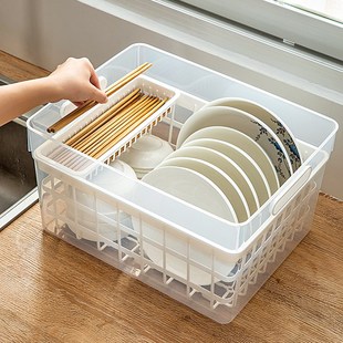 碗箱碗架置物柜子家用沥水碗筷收纳盒 厨房碗碟收纳架带盖放餐具