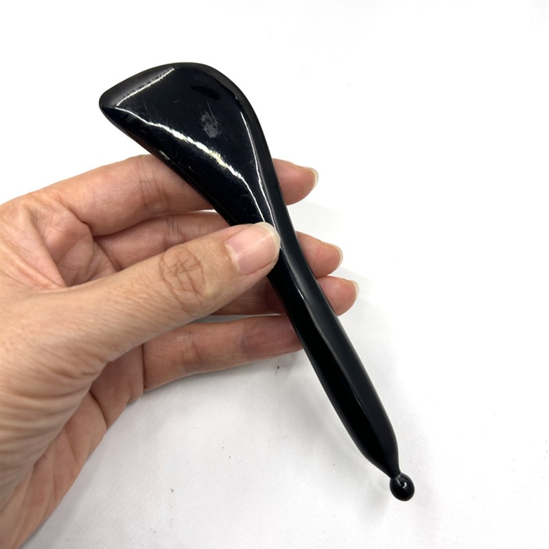 精品纯牛角点穴棒刀形拨筋驻颜棒脸面部耳穴经络调整刮痧板按摩棒