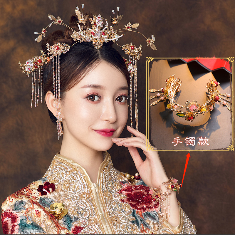 现货新中式新娘头饰秀禾202服结婚凤冠步摇大气高级感秀和服发饰