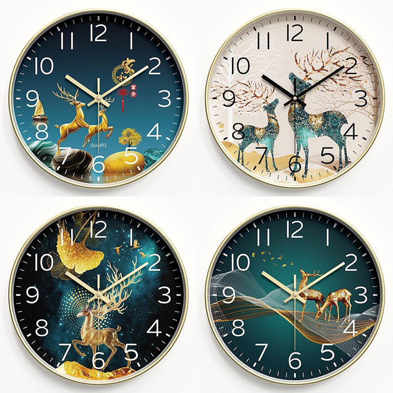 客厅挂钟新中式钟表家用艺术时钟挂墙静音挂式表石英钟35CM CLOCK