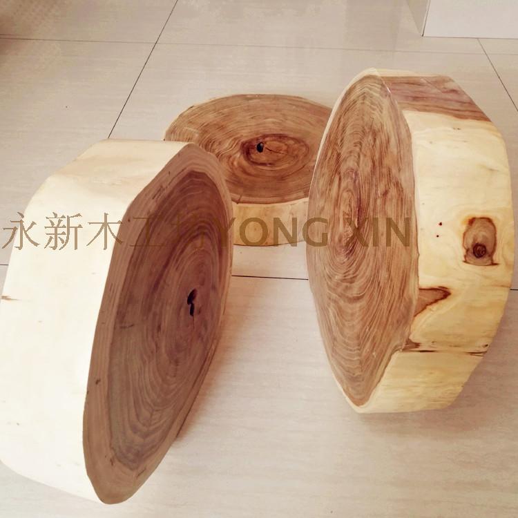 根雕凳子 榆木去皮年轮圆树桩 实木桩凳子 实木年轮木墩茶几 原木