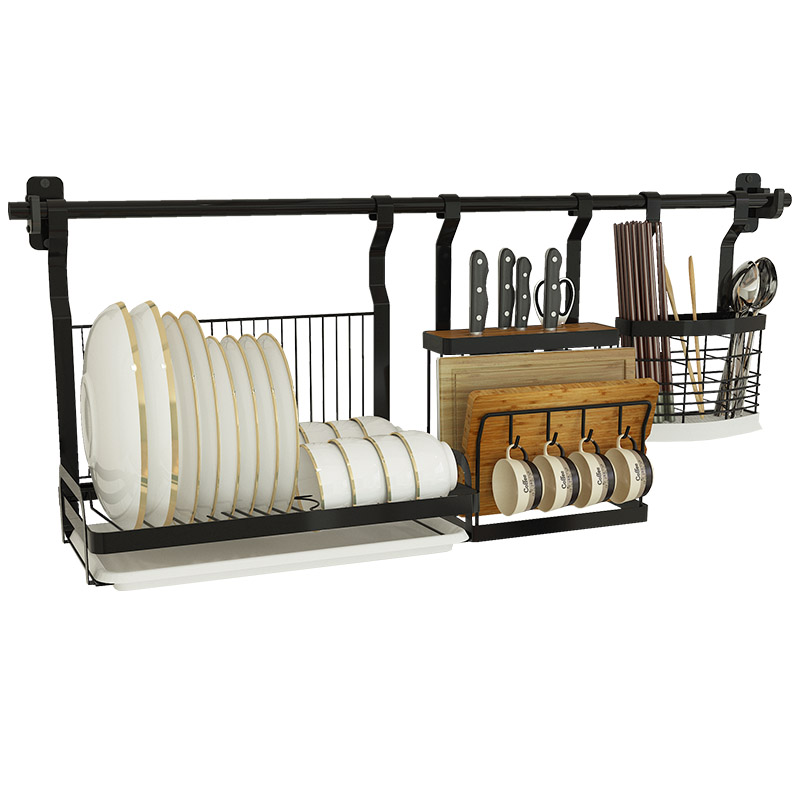 多功能厨房置物架壁挂式不锈钢沥水碗碟架厨房用品家用大全收纳架