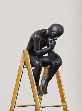 欧式金属装饰品摆件思考者书房书桌面办公室酒柜工艺品房间小摆设